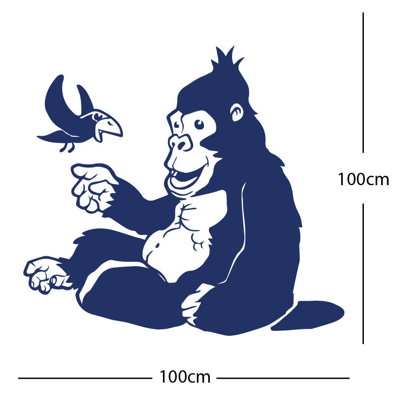 gorilla with bird cute wall sticker