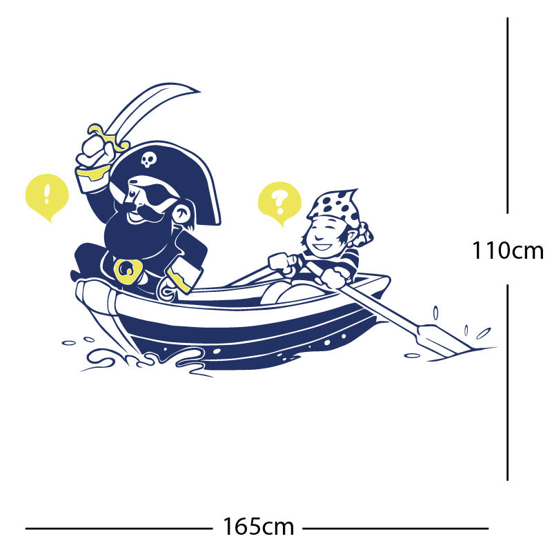 pirate boat and cabin boy wall sticker