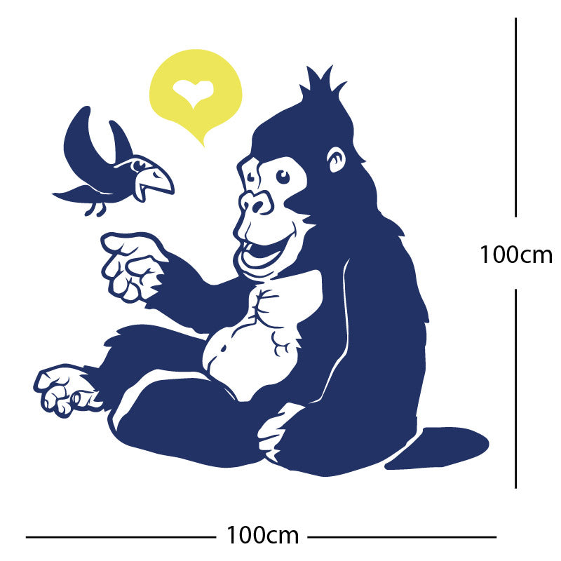 gorilla with bird cute wall sticker
