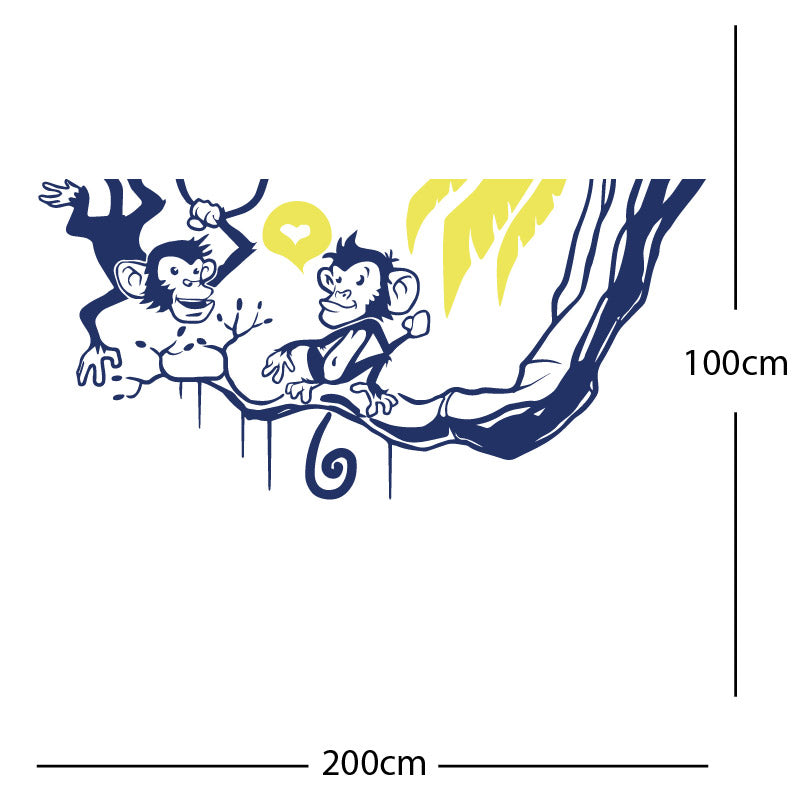 monkey in tree funny wall sticker