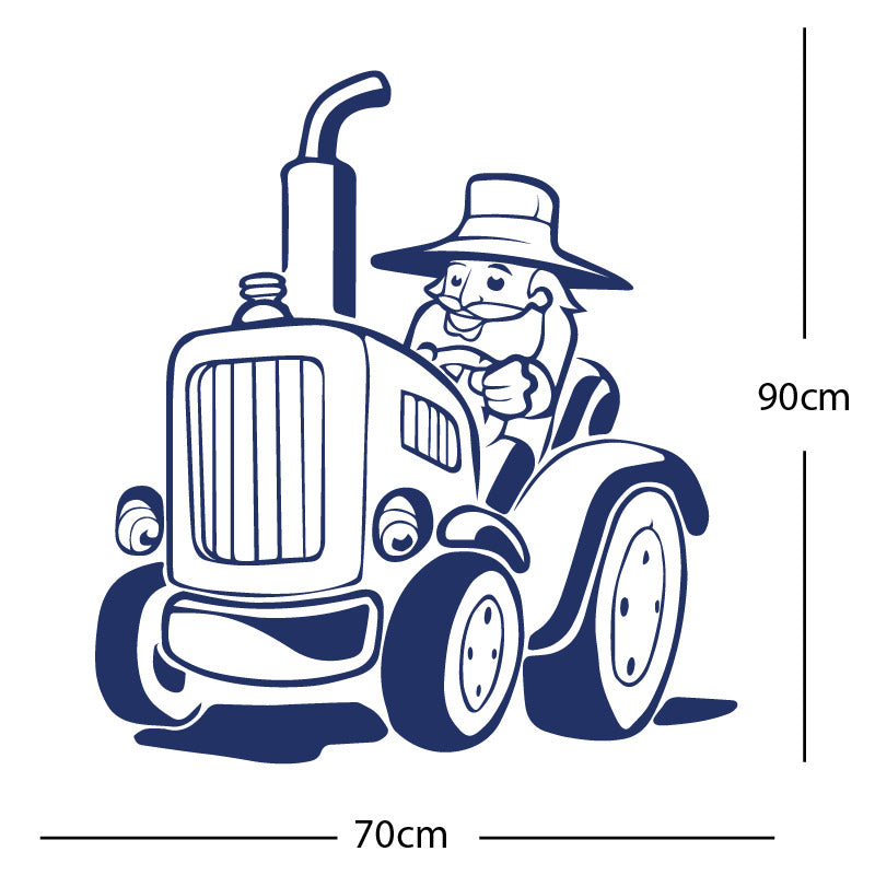 farmer and tractor decal wall sticker