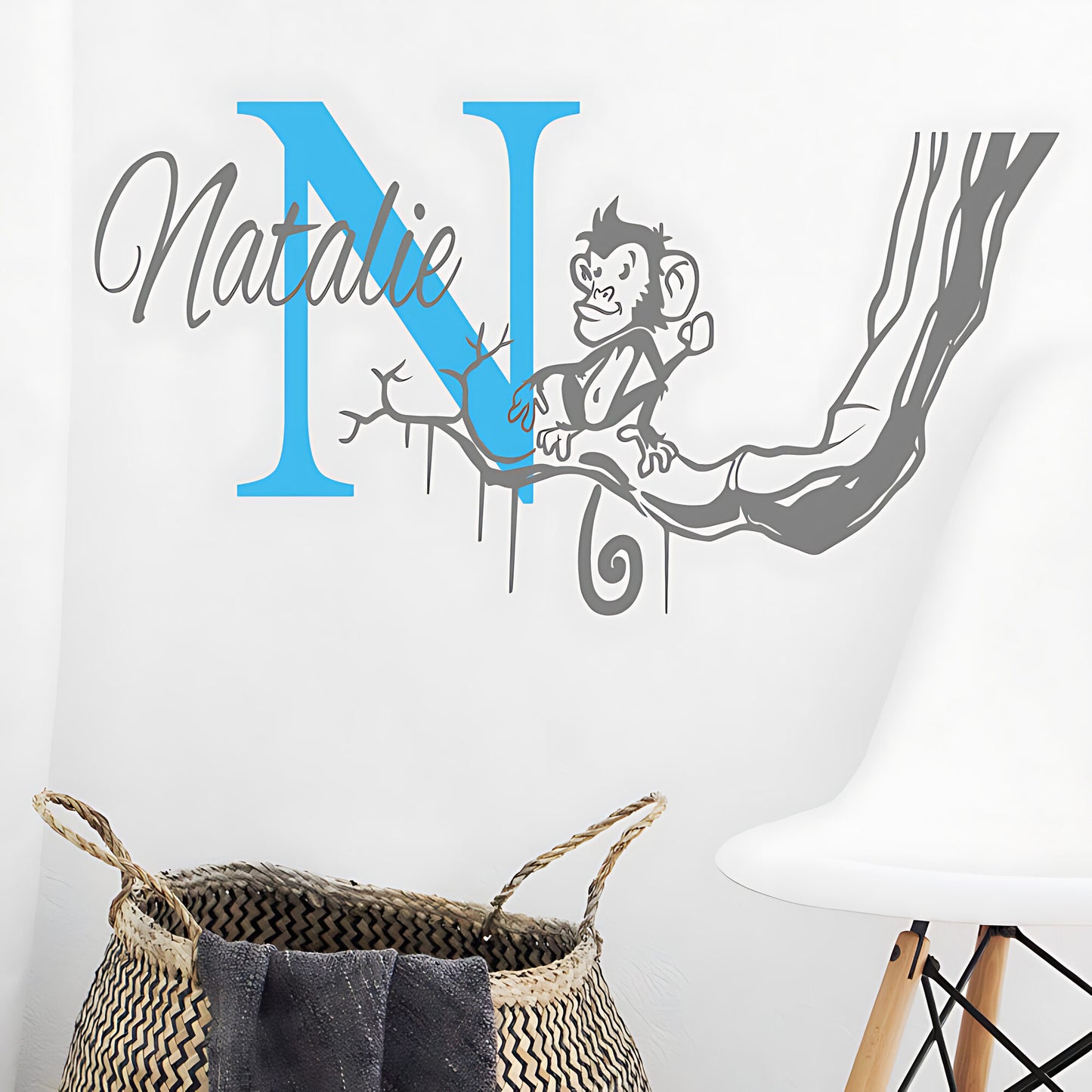 Personalised Monkey Branch Name Wall Sticker