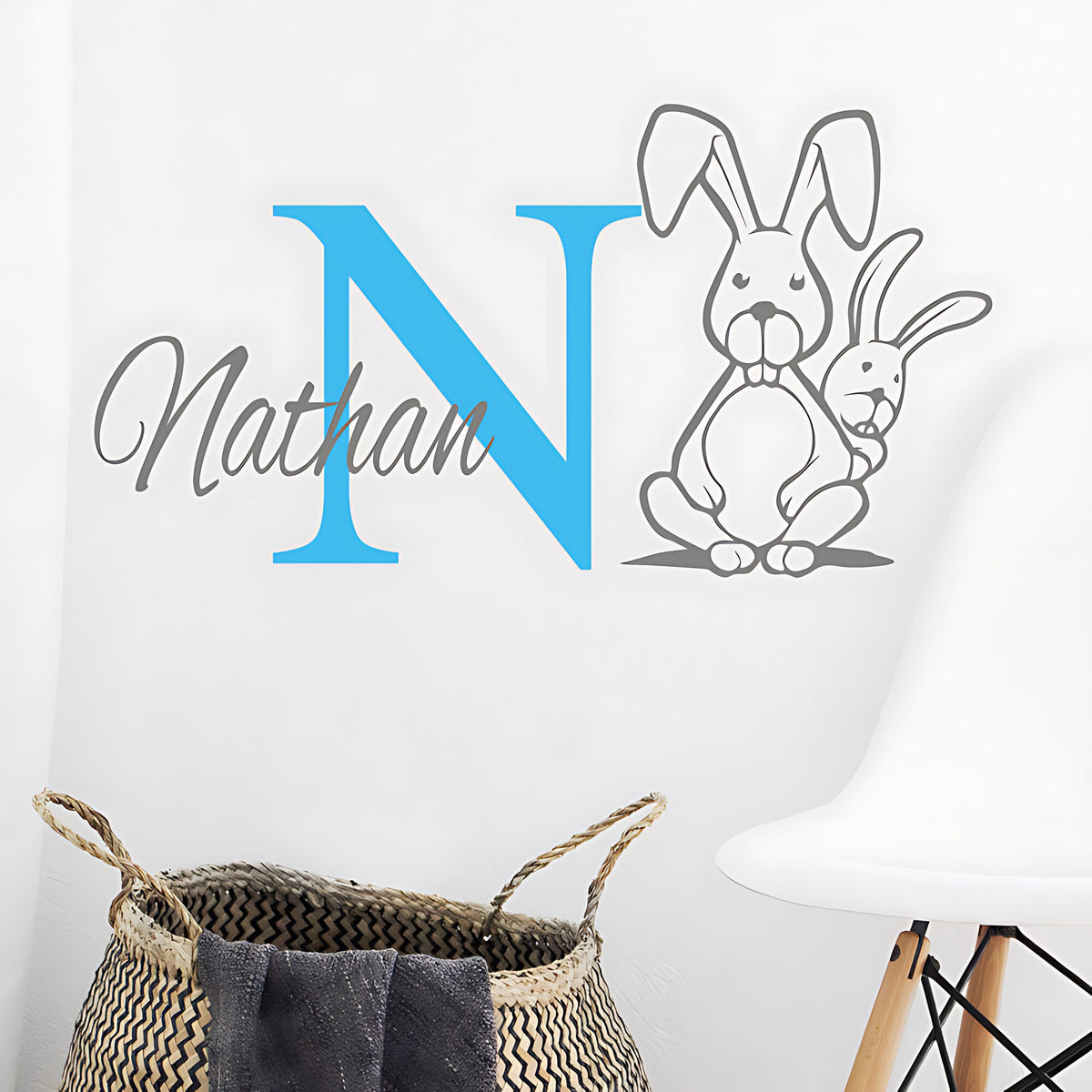 Personalised Bunny Rabbit Initial Name Wall Stickers & Decals for Kids