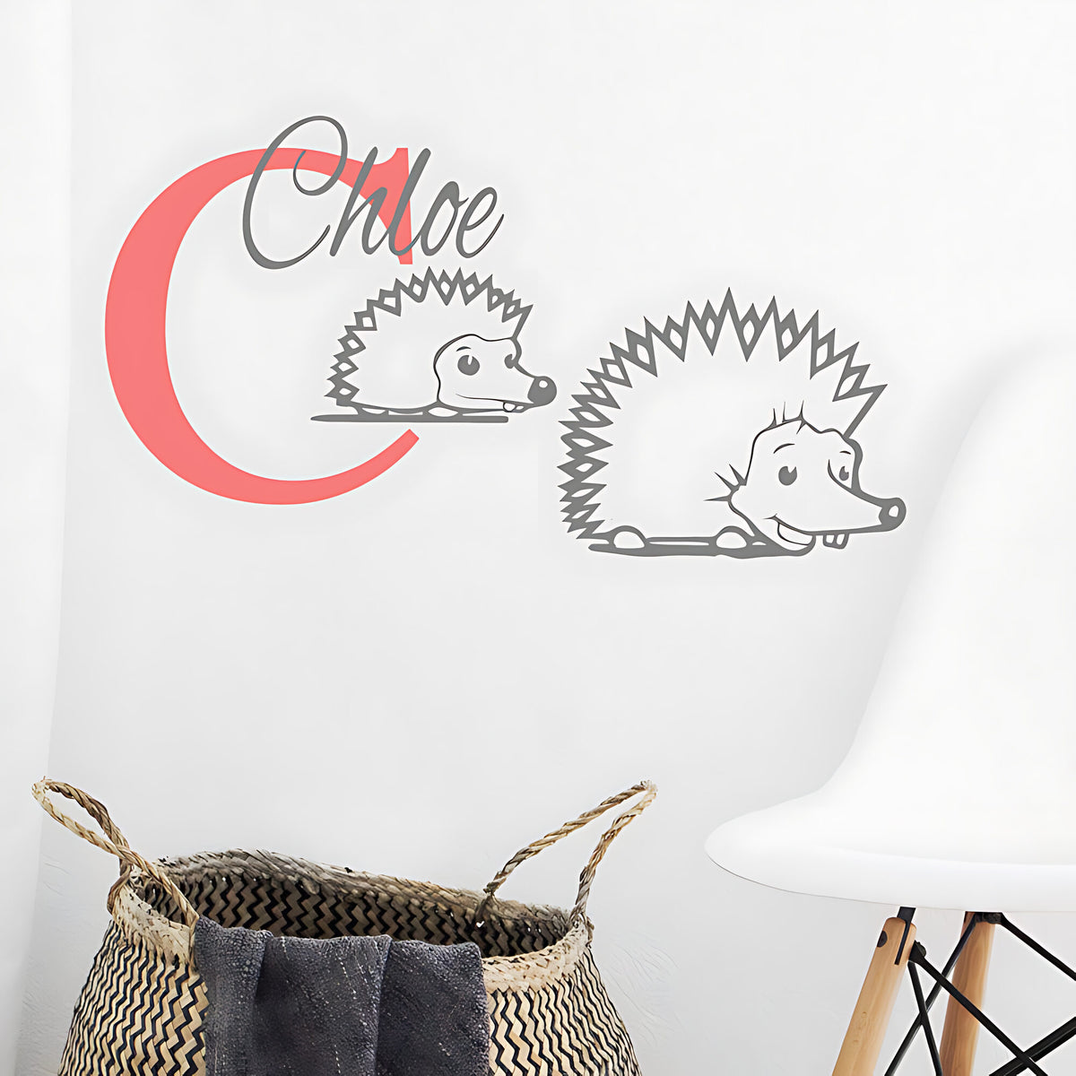 Personalised Hedgehog Initial Name Wall Stickers & Decals for Kids