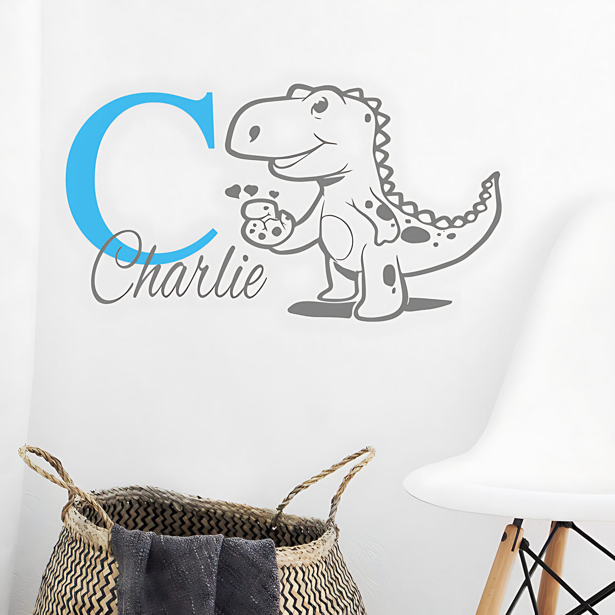 Personalised Dinosaur Initial Name Wall Stickers & Decals for Kids