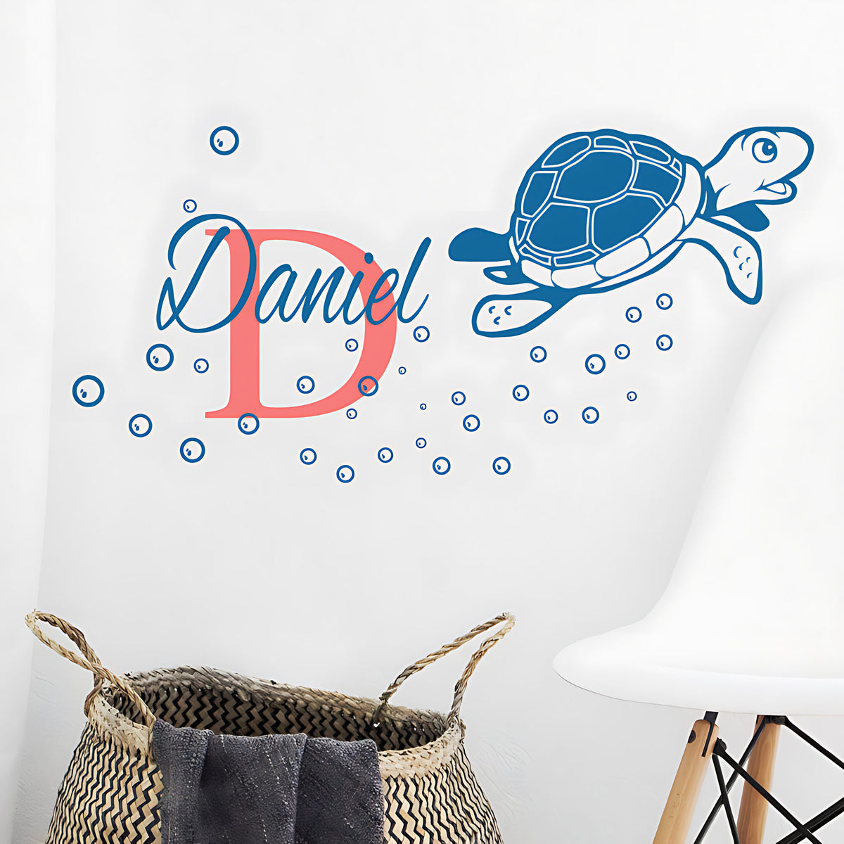 Personalised Turtle Initial Name Wall Stickers & Decals for Kids