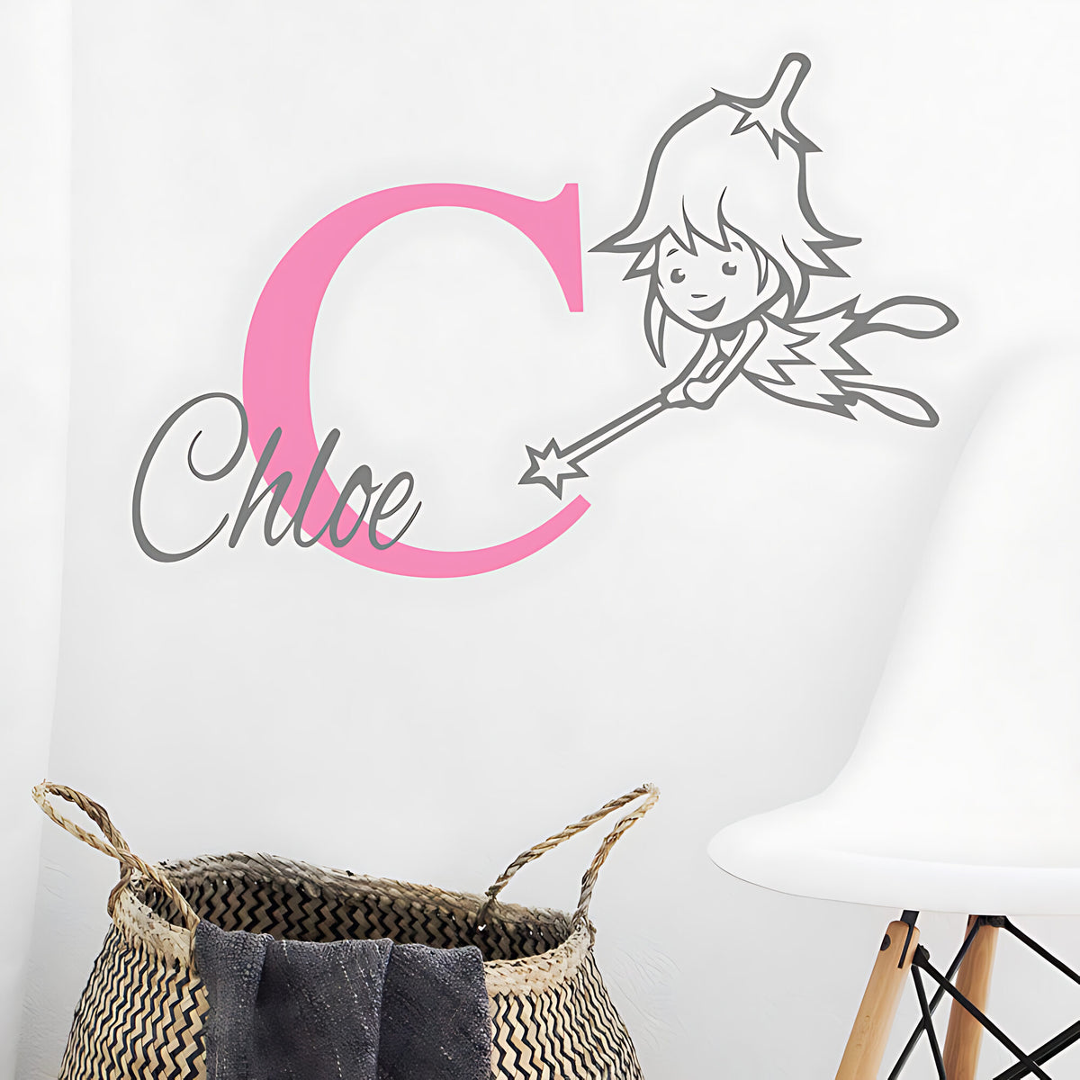 Personalised Fairy Wand Initial Name Wall Stickers & Decals for Kids