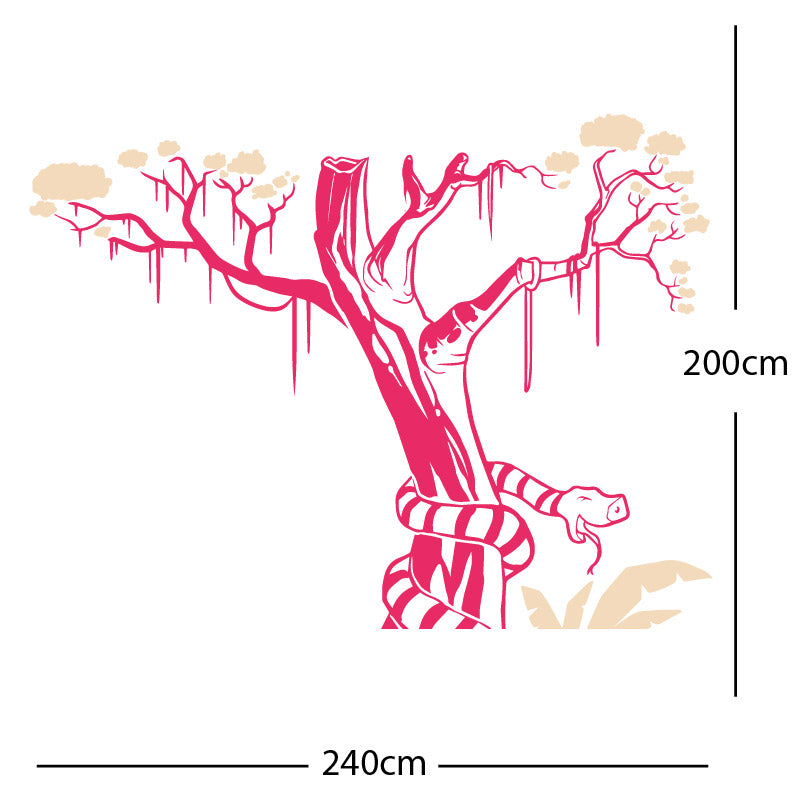 large tree with snake wall sticker