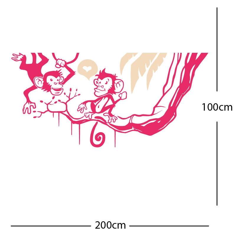 monkey in tree funny wall sticker