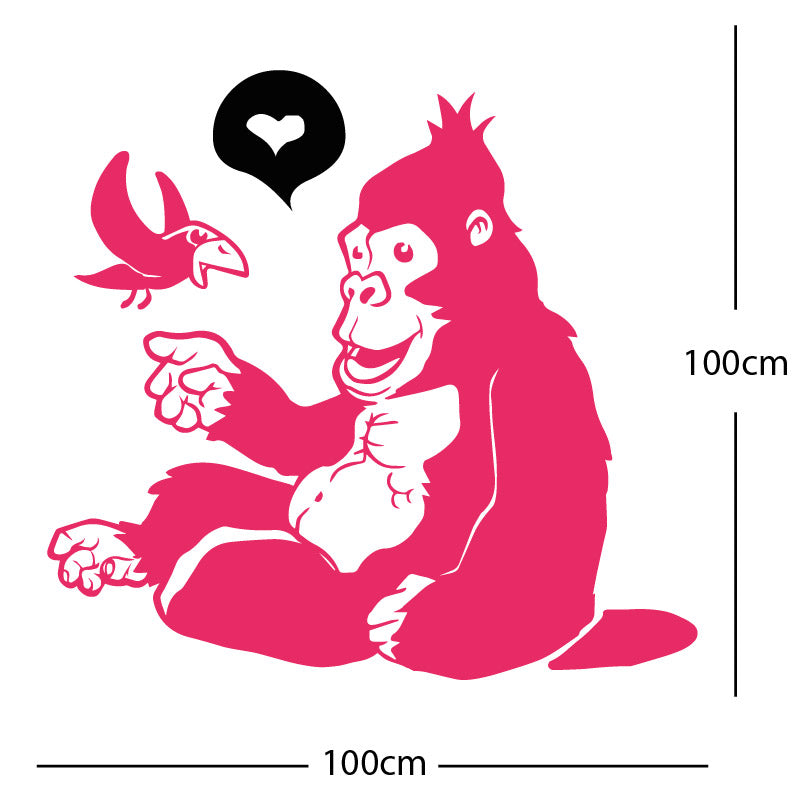 gorilla with bird cute wall sticker