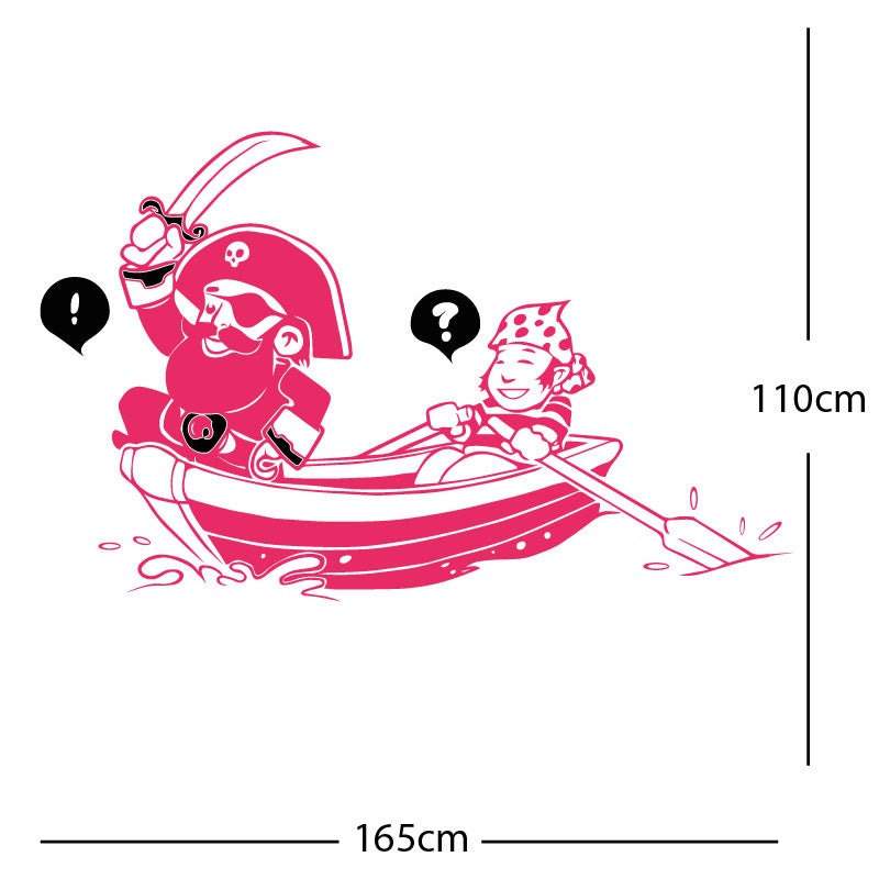 pirate boat and cabin boy wall sticker