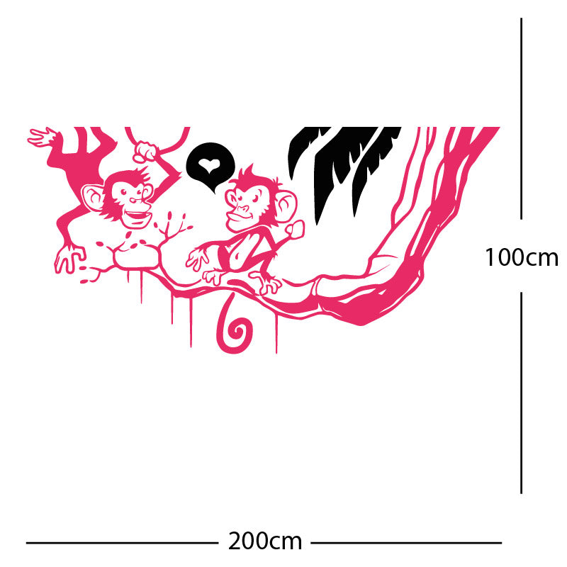 monkey in tree funny wall sticker