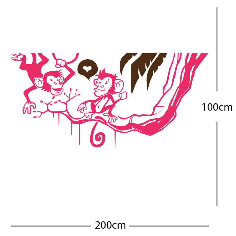 monkey in tree funny wall sticker