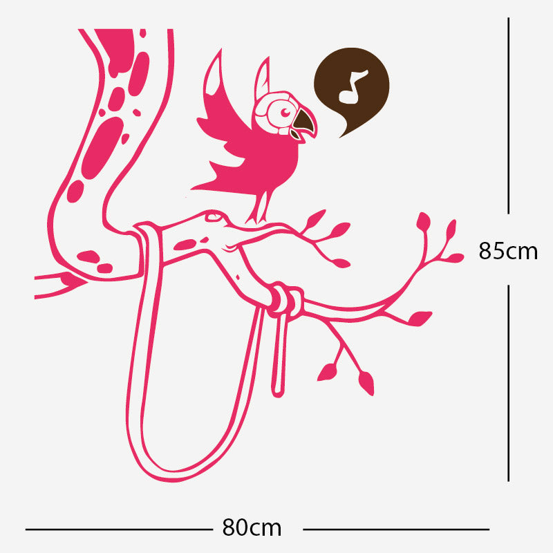 parrot in tree corner wall sticker