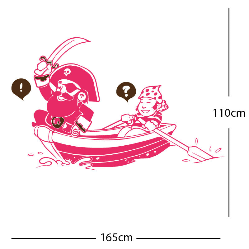 pirate boat and cabin boy wall sticker
