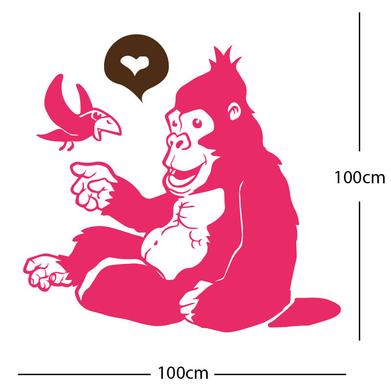gorilla with bird cute wall sticker