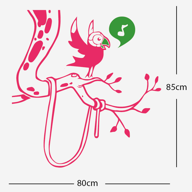 parrot in tree corner wall sticker