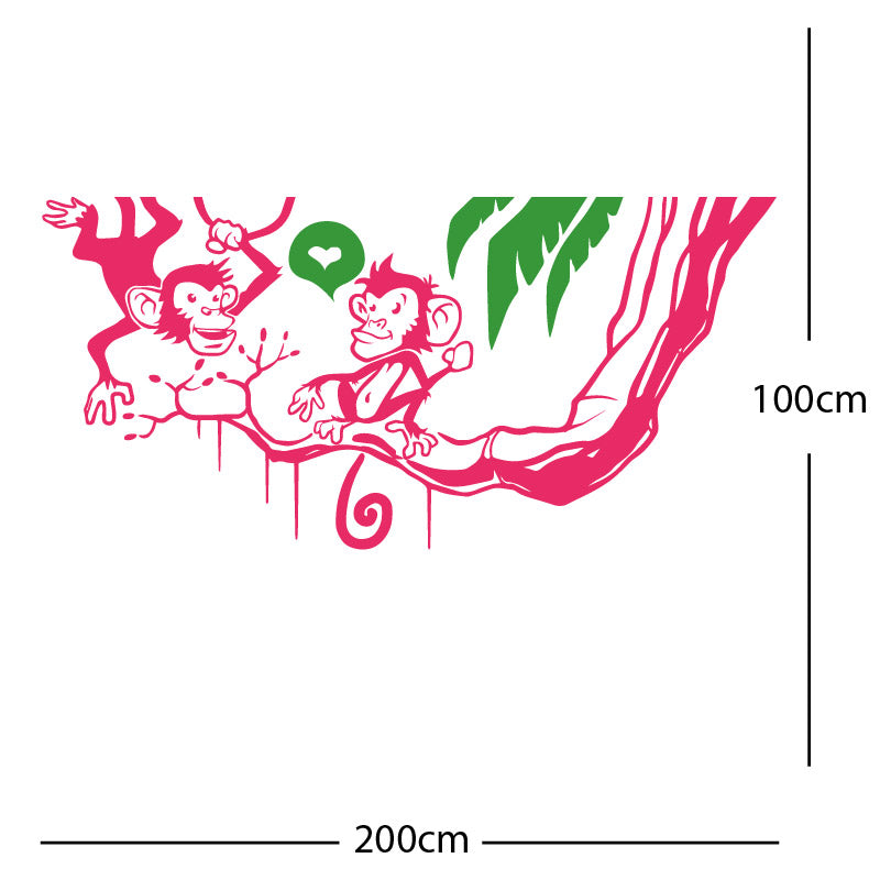 monkey in tree funny wall sticker