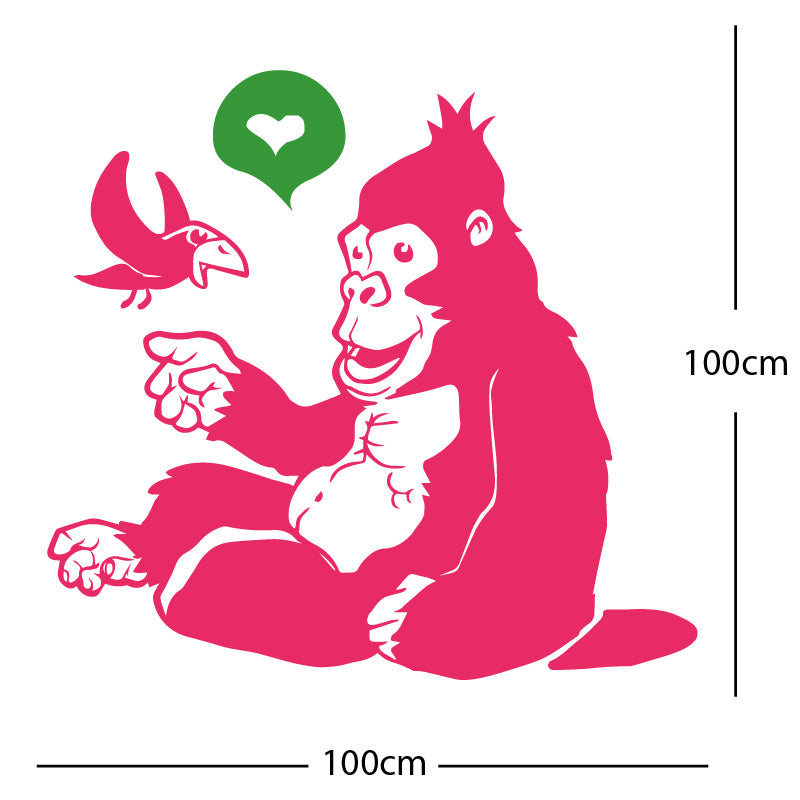 gorilla with bird cute wall sticker
