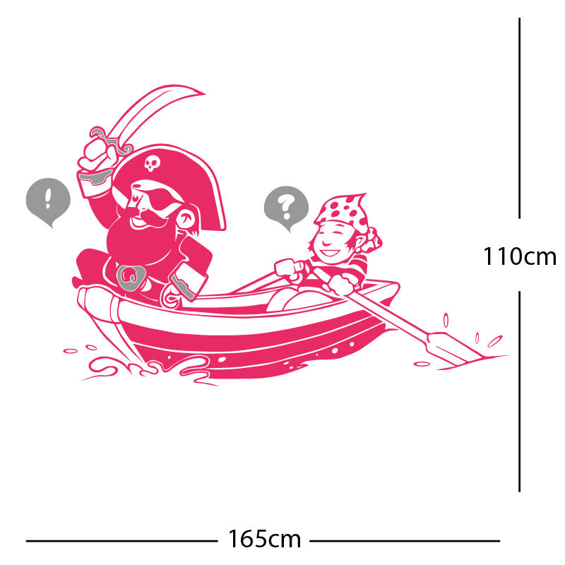 pirate boat and cabin boy wall sticker