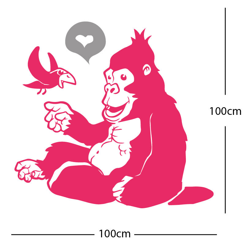 gorilla with bird cute wall sticker