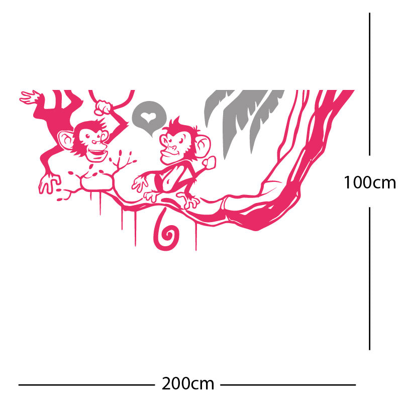 monkey in tree funny wall sticker