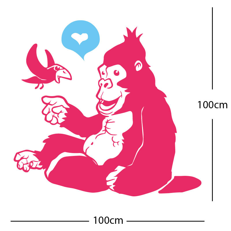 gorilla with bird cute wall sticker