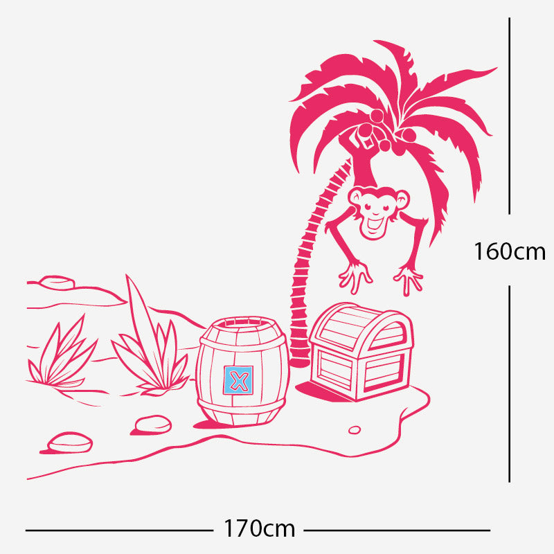 monkey in tree with treasure wall sticker