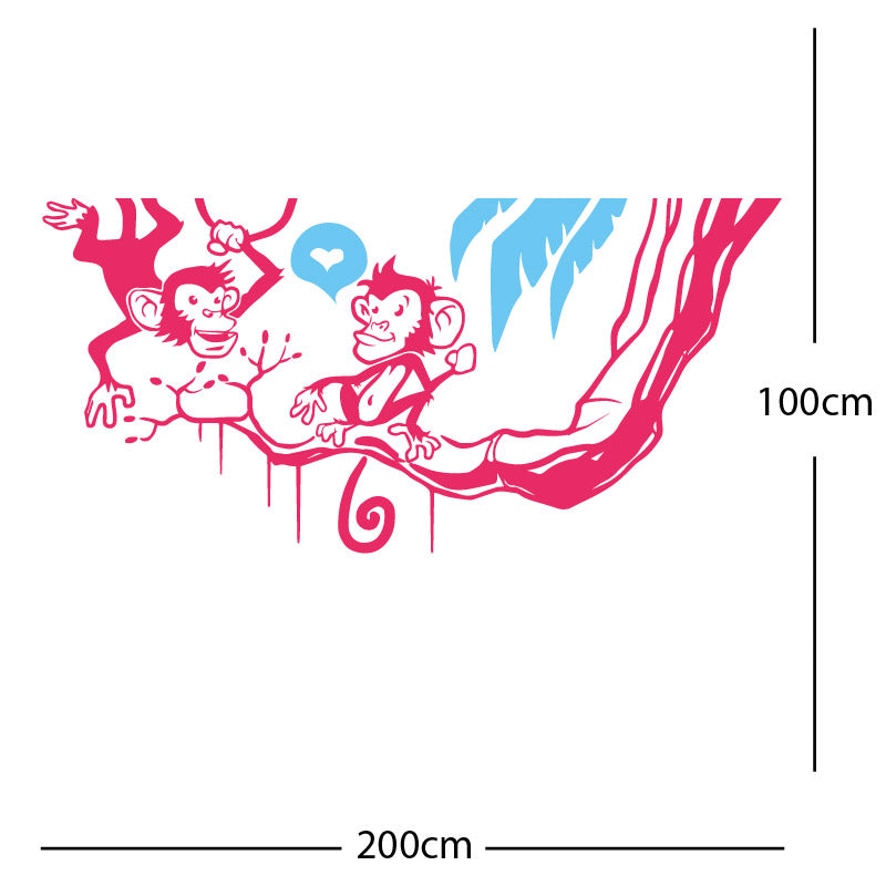 monkey in tree funny wall sticker