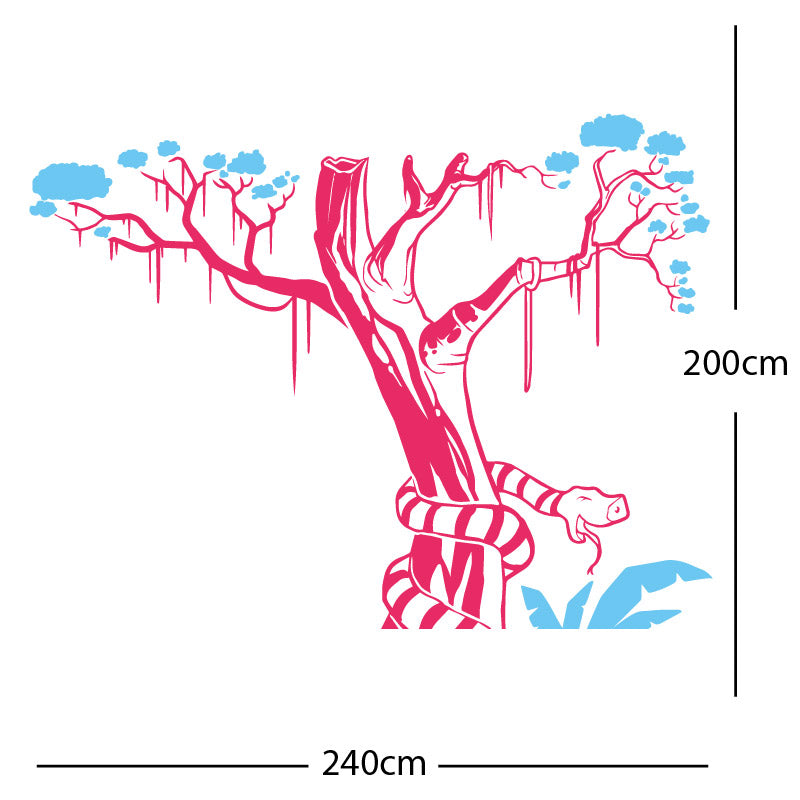 large tree with snake wall sticker