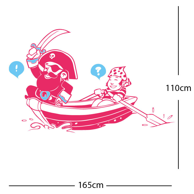 pirate boat and cabin boy wall sticker