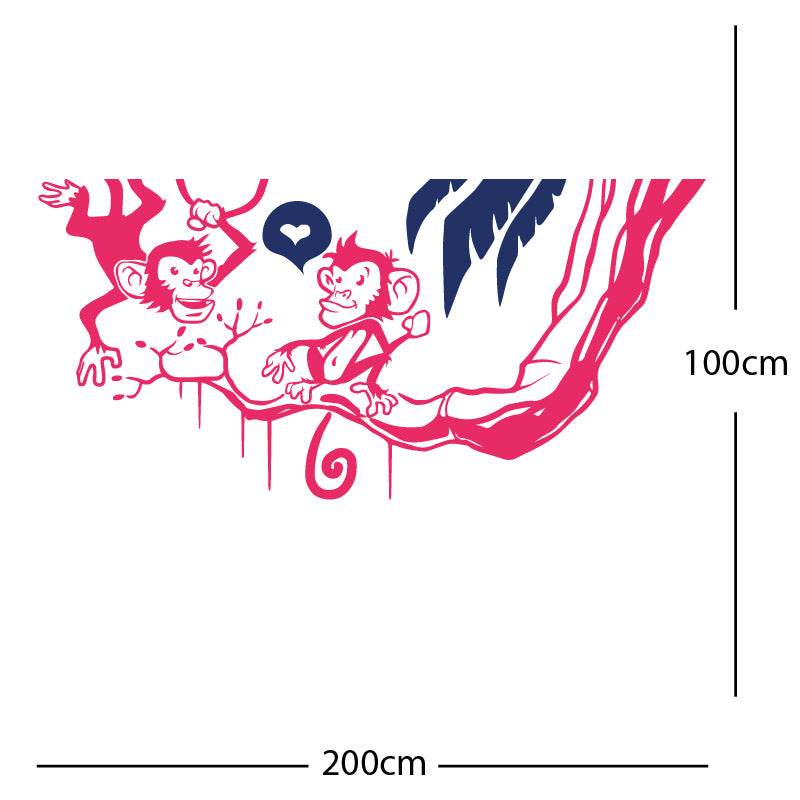 monkey in tree funny wall sticker