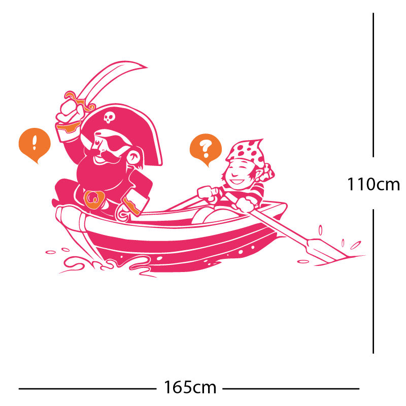 pirate boat and cabin boy wall sticker