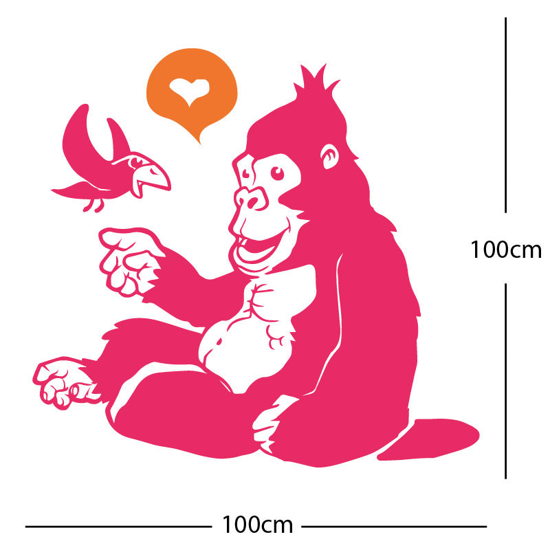 gorilla with bird cute wall sticker