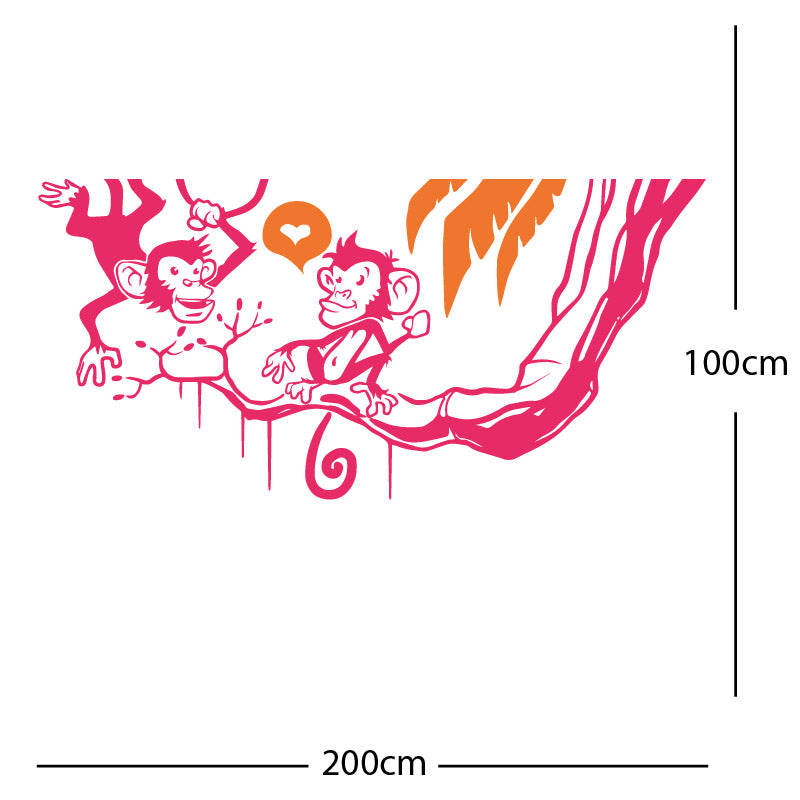 monkey in tree funny wall sticker
