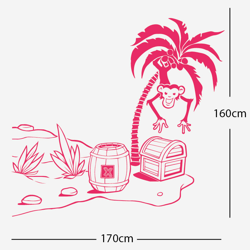 monkey in tree with treasure wall sticker
