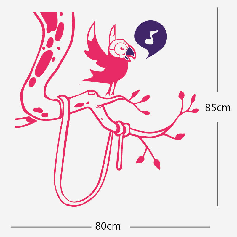 parrot in tree corner wall sticker