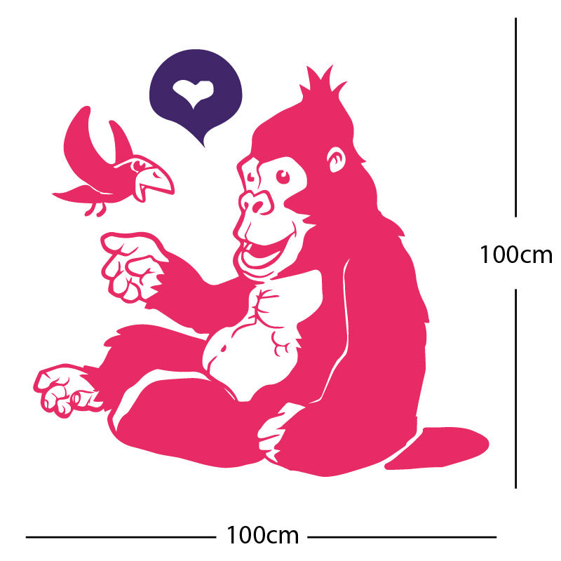 gorilla with bird cute wall sticker
