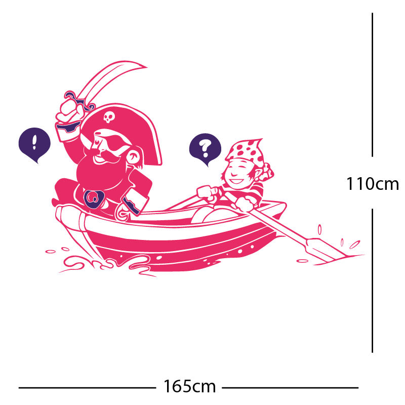 pirate boat and cabin boy wall sticker