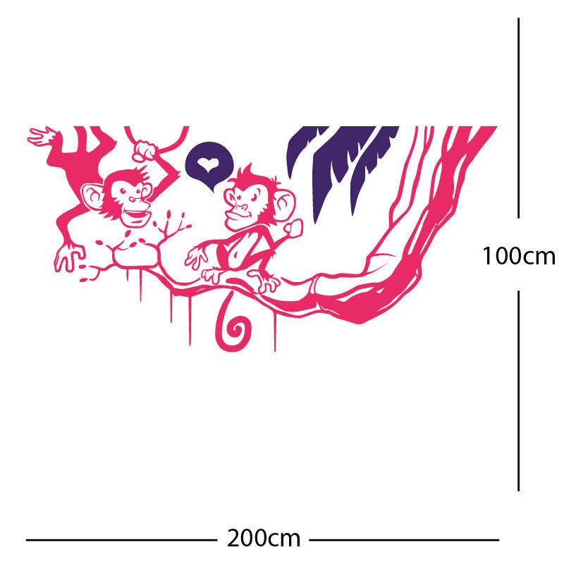 monkey in tree funny wall sticker