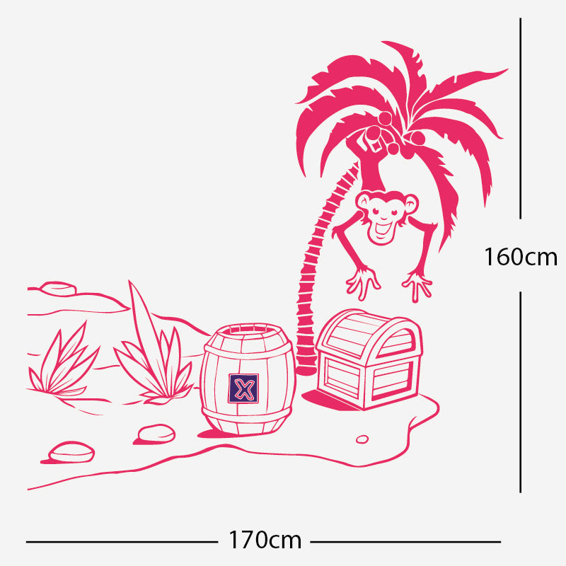 monkey in tree with treasure wall sticker