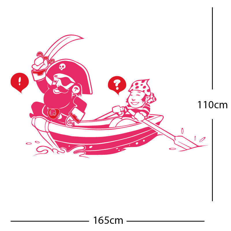 pirate boat and cabin boy wall sticker