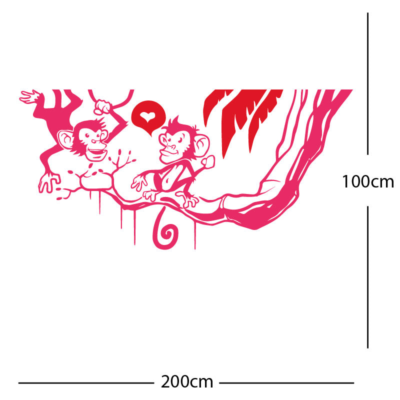 monkey in tree funny wall sticker