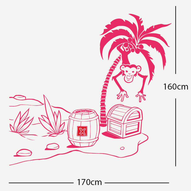 monkey in tree with treasure wall sticker