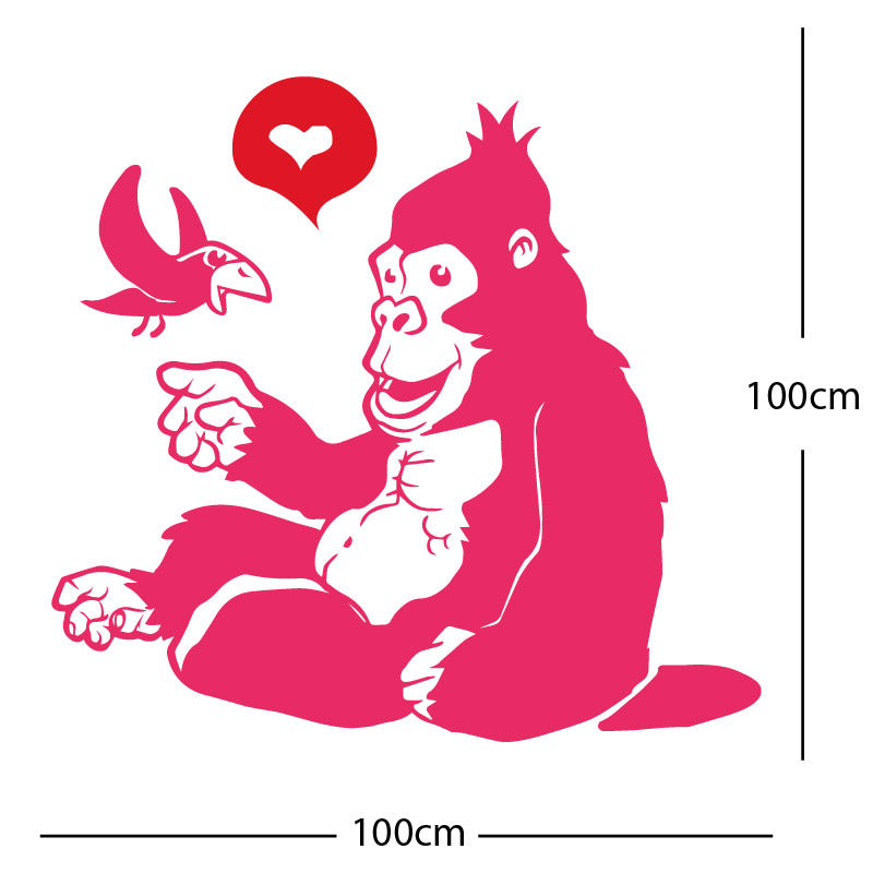 gorilla with bird cute wall sticker