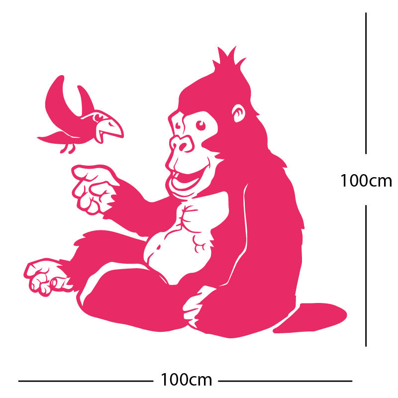 gorilla with bird cute wall sticker