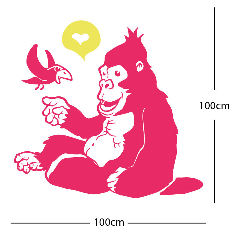 gorilla with bird cute wall sticker