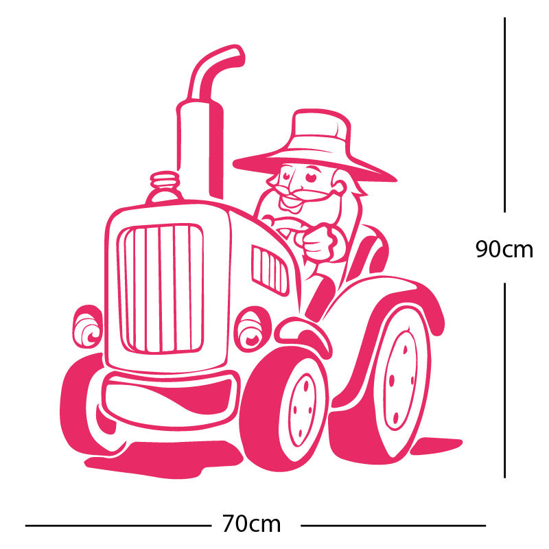 farmer and tractor decal wall sticker