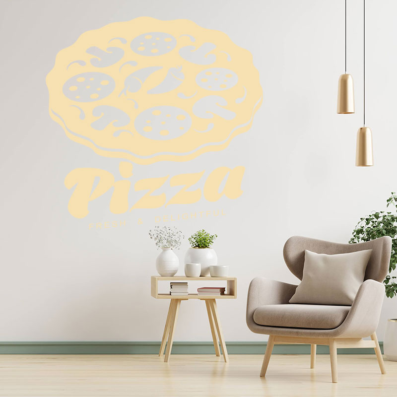 decorative pizza takeaway wall decal for cafes and