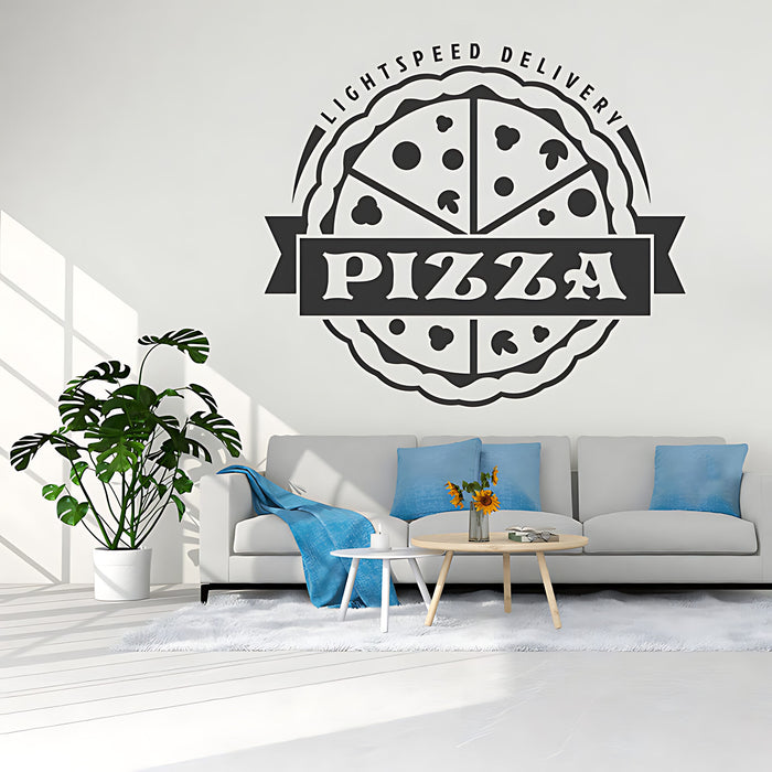 Pizza Wall Sticker – Lightspeed Delivery Circular Badge Takeaway Decal